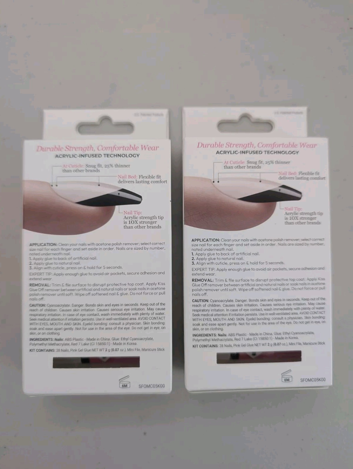 Lot Of 2 Kiss Salon Acrylic Nude/Light Green French Nails, Medium Coffin # 91372