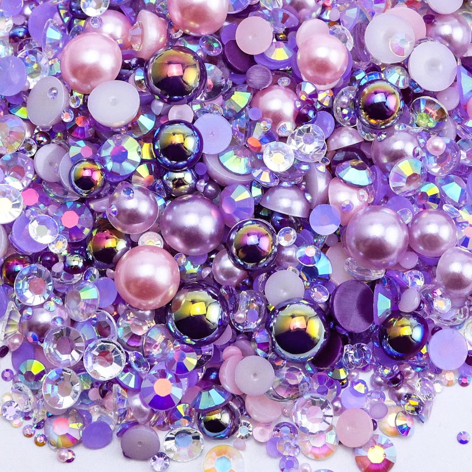 60G Mix Flatback Pearls and Rhinestones for Crafts, 3620PCS for Tumblers Nail Fa