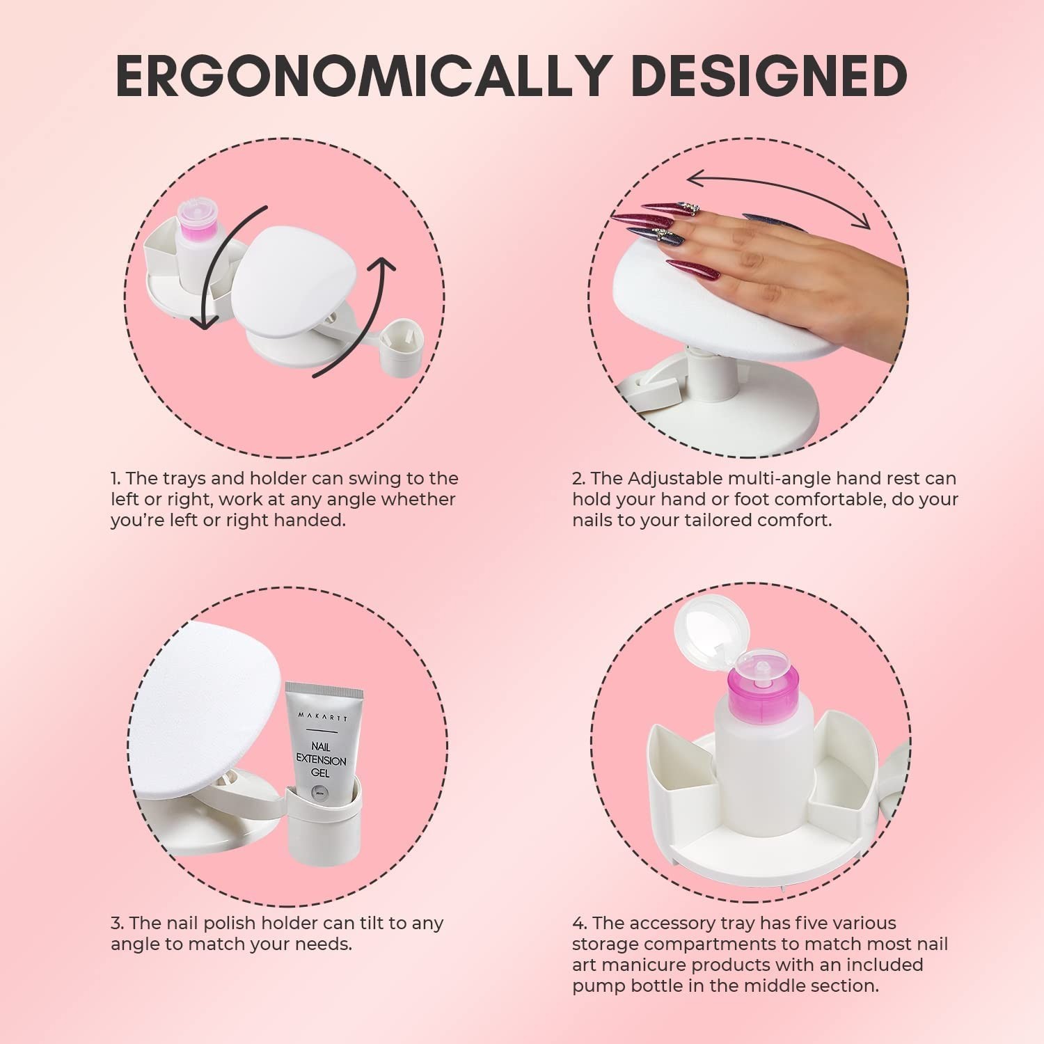 Adjustable Nail Polish Holder & Multi-Purpose Stand for Salon Quality Results