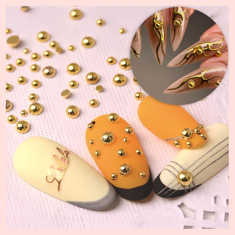 600Pcs 3D Gold Star Moon Nail Art Rhinestones Metal Star Moon Nail Charms Multi-