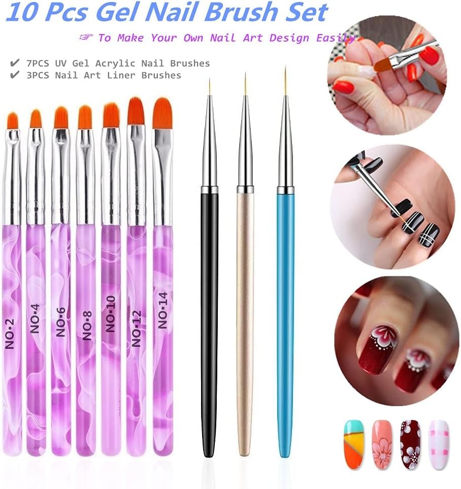 UV l Nail Brush, Acrylic Nail Tips Builder Brush Pen Ding