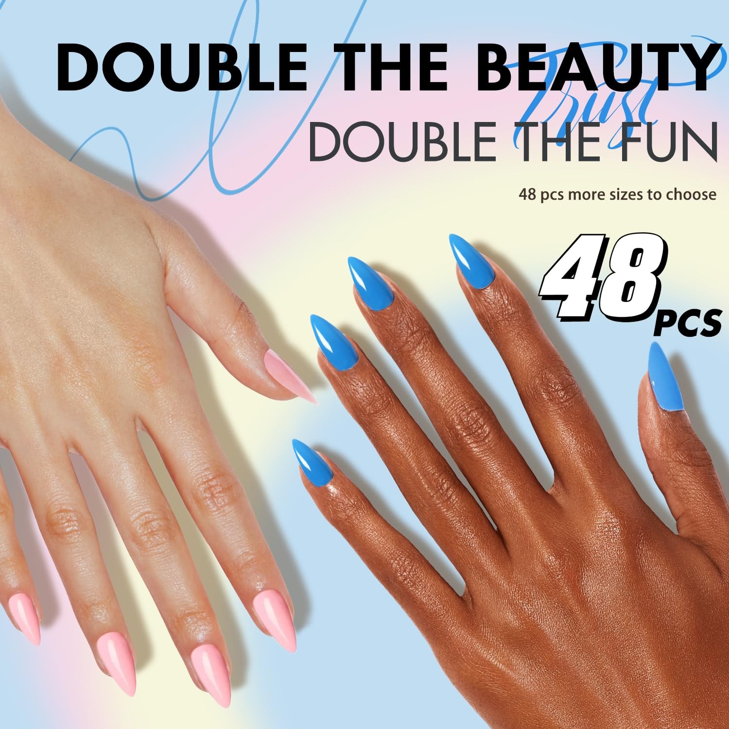 KQueenest 48 Pcs Dark Red Press on Nails Almond Medium Length, Press on Burgu…