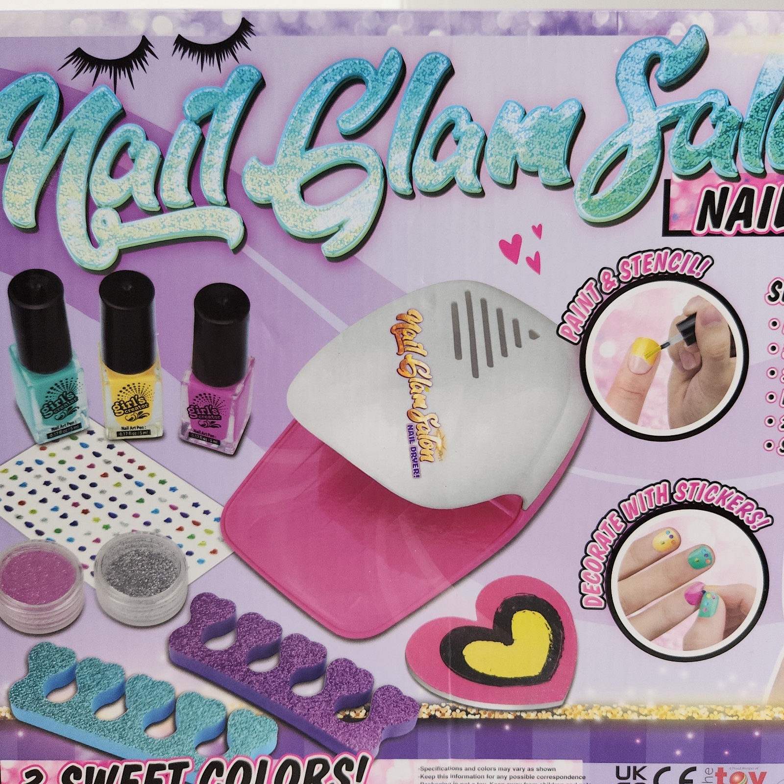 Nail Polish Set for Kids, Nail Glam Salon, Emoji Pedicure and Manicure Kit, Nail