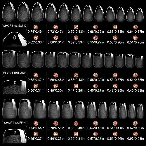 3 Styles Short Nail Tips Kit – 720PCS Gel X Nail Tips Half Matte Half Matte 03