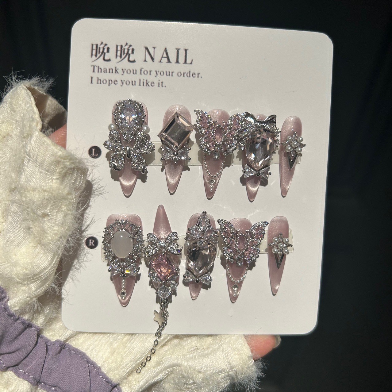 Handmade Press On Nails Dongzhou Crystal Luxury Zircon Nail Art Wholesale
