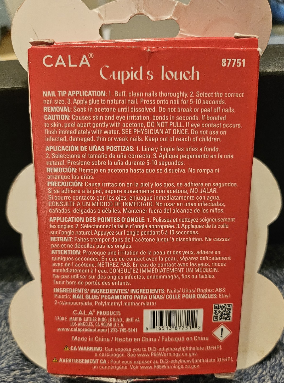 Nails Press-on Cala Medium Almond Red Beige French Effect 24 Count Glue Included