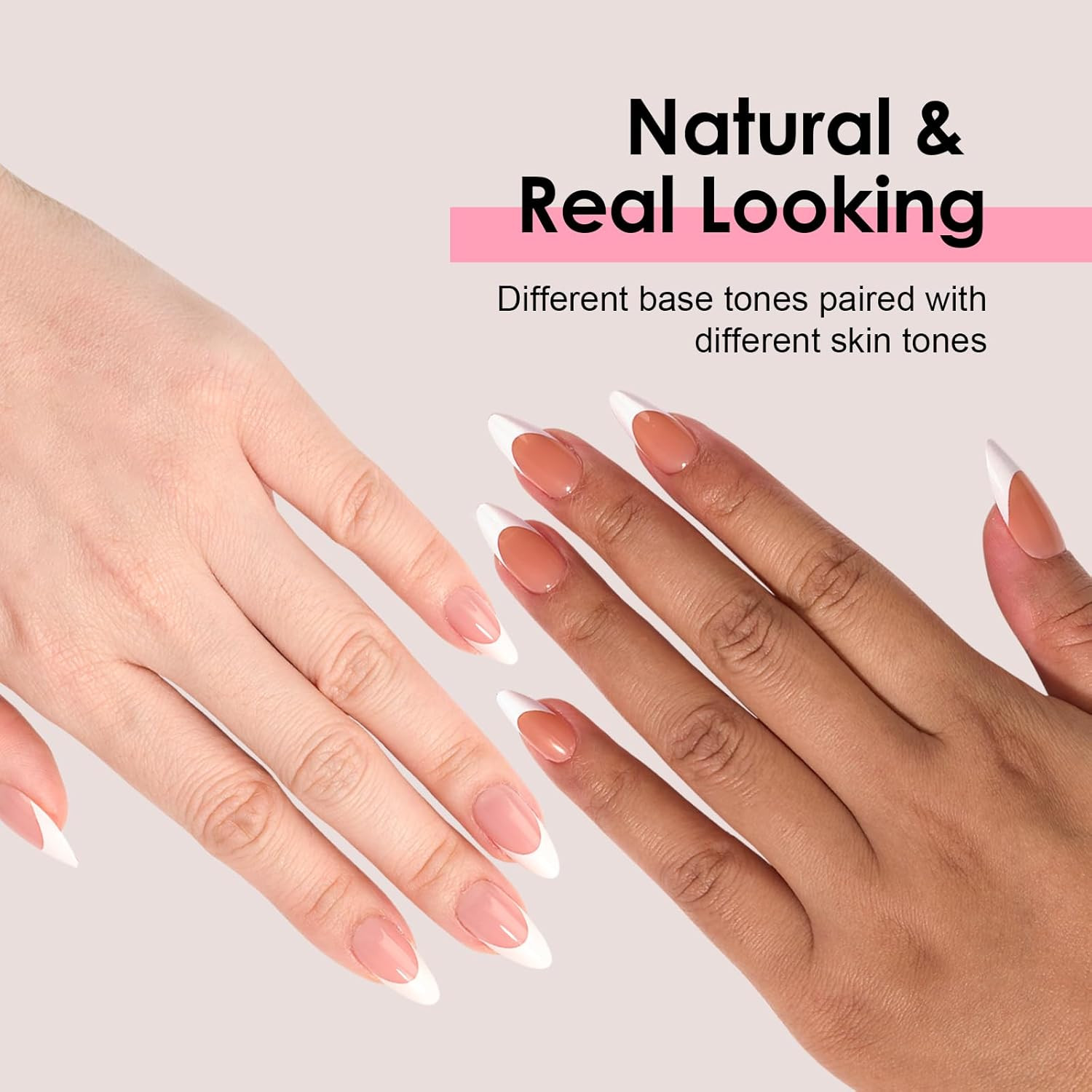 French Tip Press on Nails Gel Nail Tips – 300Pcs Pre-Colored Quick and Easy Pres