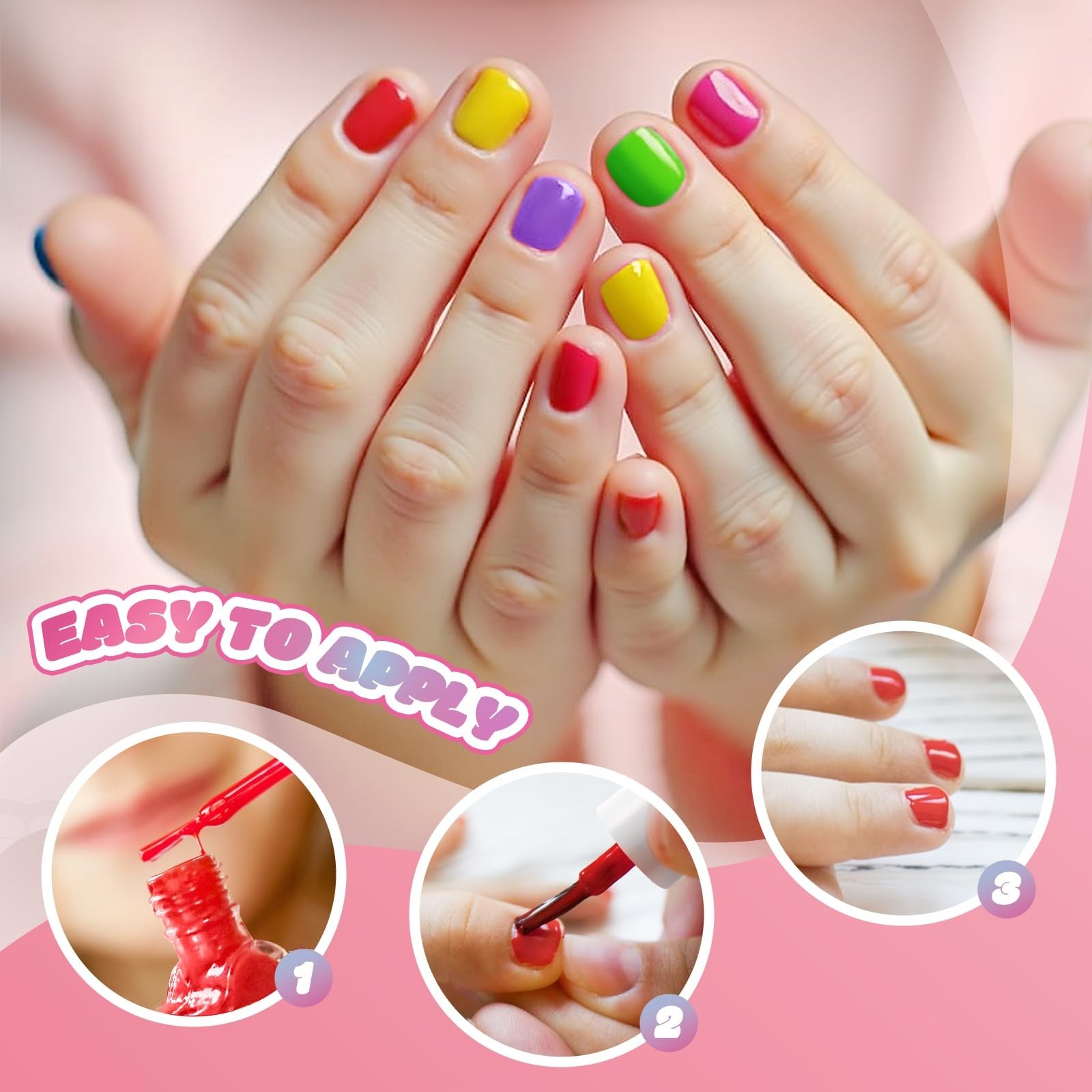 Easter Gifts Kids Nail Polish Set, 12X5ml Non-Toxic Peel-Off Quick Dry Nail P…