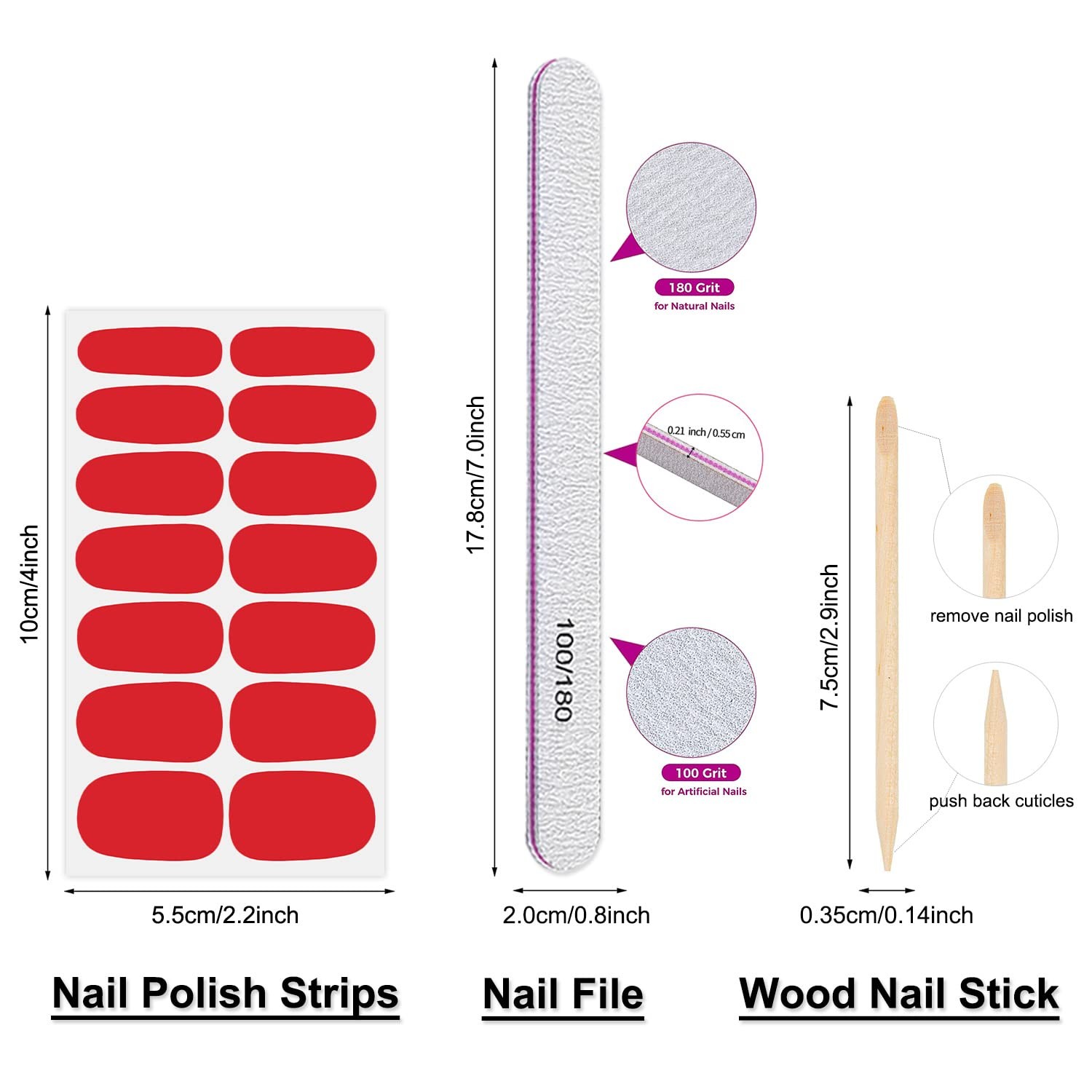16 Sheets Red Nail Polish Stickers Full Nail Wraps Self Adhesive Solid Color …
