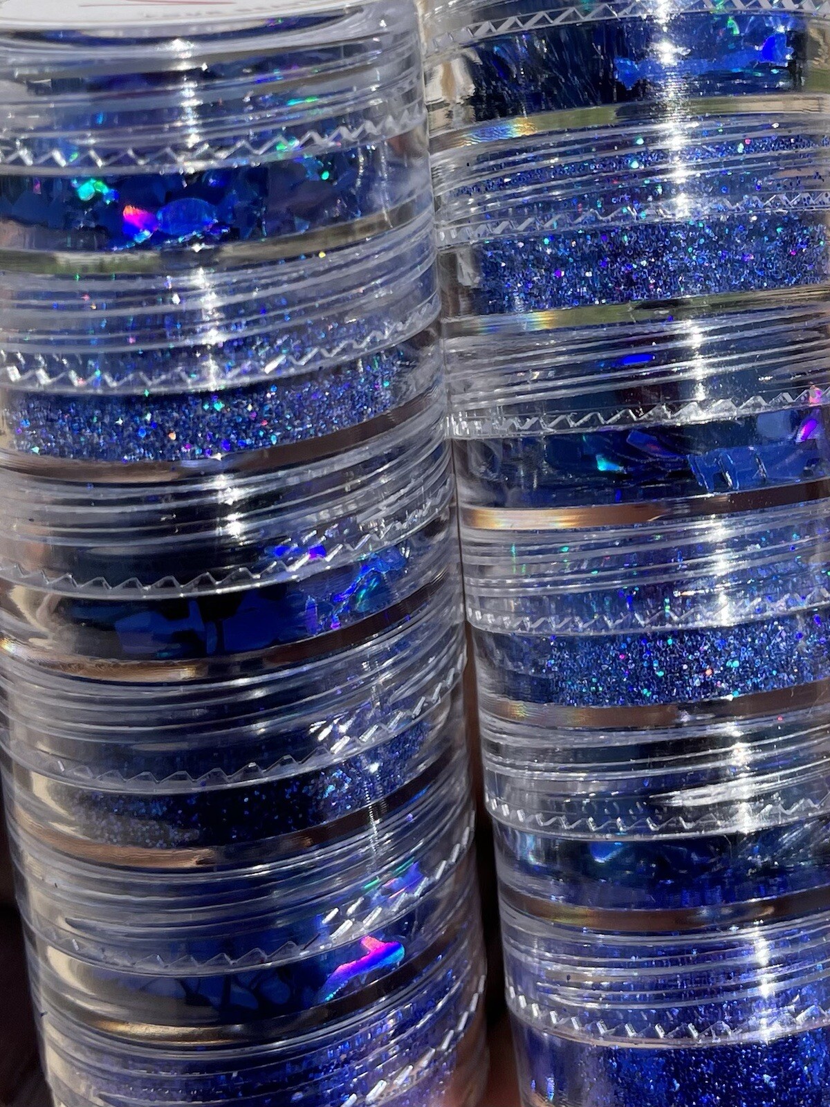Holographic premium Deep Ocean Blue Glitter Stack 6pcs Laser Loose Glitter DIY