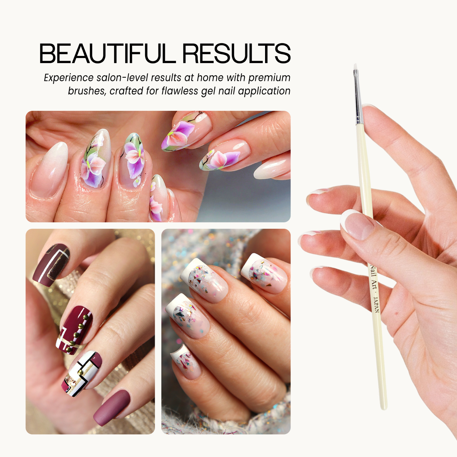Ginza Professional Acrylic Angular Shader Nail Art Brush with Wooden Handle