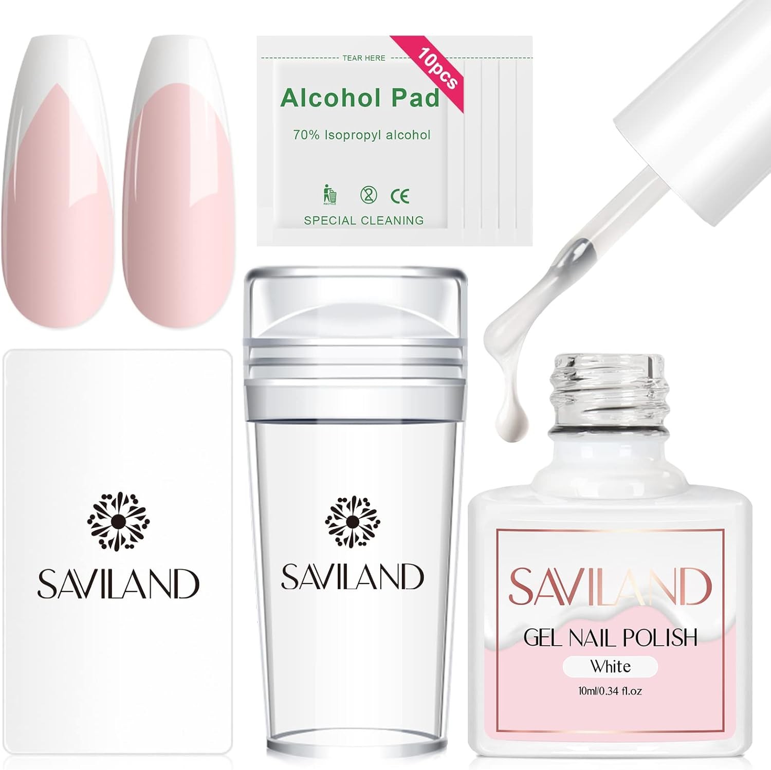 Saviland French Tip Nail Stp: Nail Art Stper Kit Clear Silicone Nails