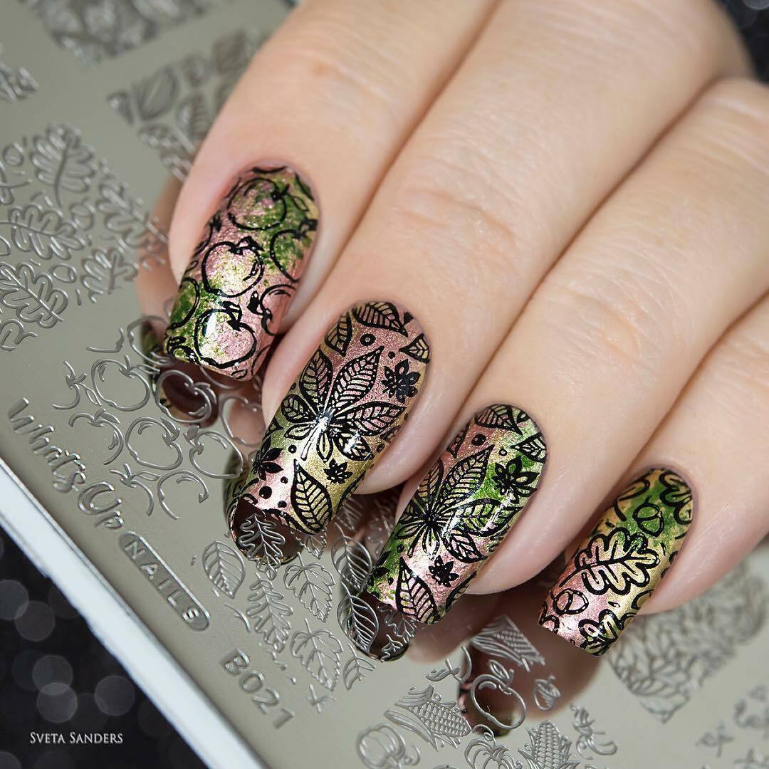 B021 Autumn Tales Stamping Plate For Stamped Nail Art Design