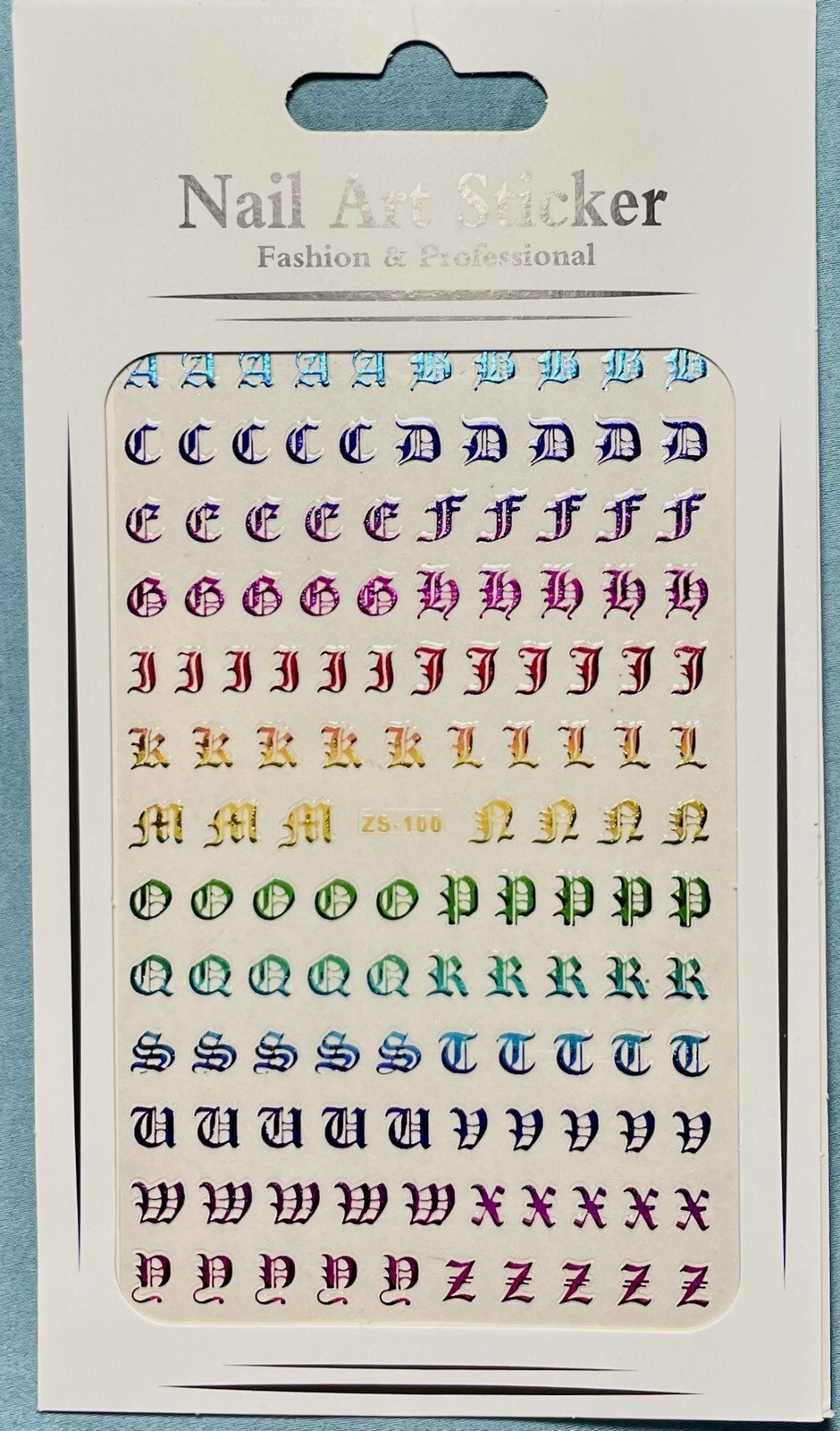 Nail Stickers Art Decal DIY Design 3D Waterproof Colorful Letter Metallic ZS-100