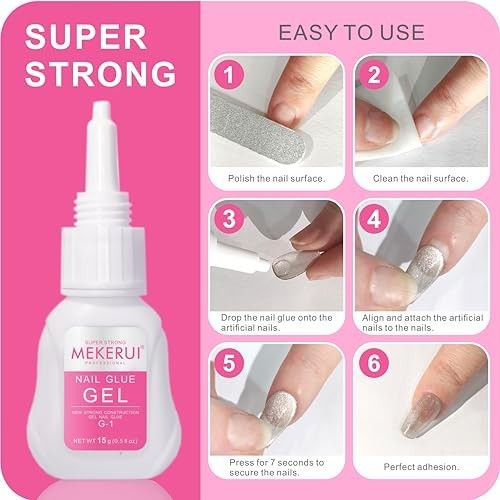 Super Strong Nail Glue Gel 2 Pack – Quick Drying, No UV Needed, Thick Formula fo