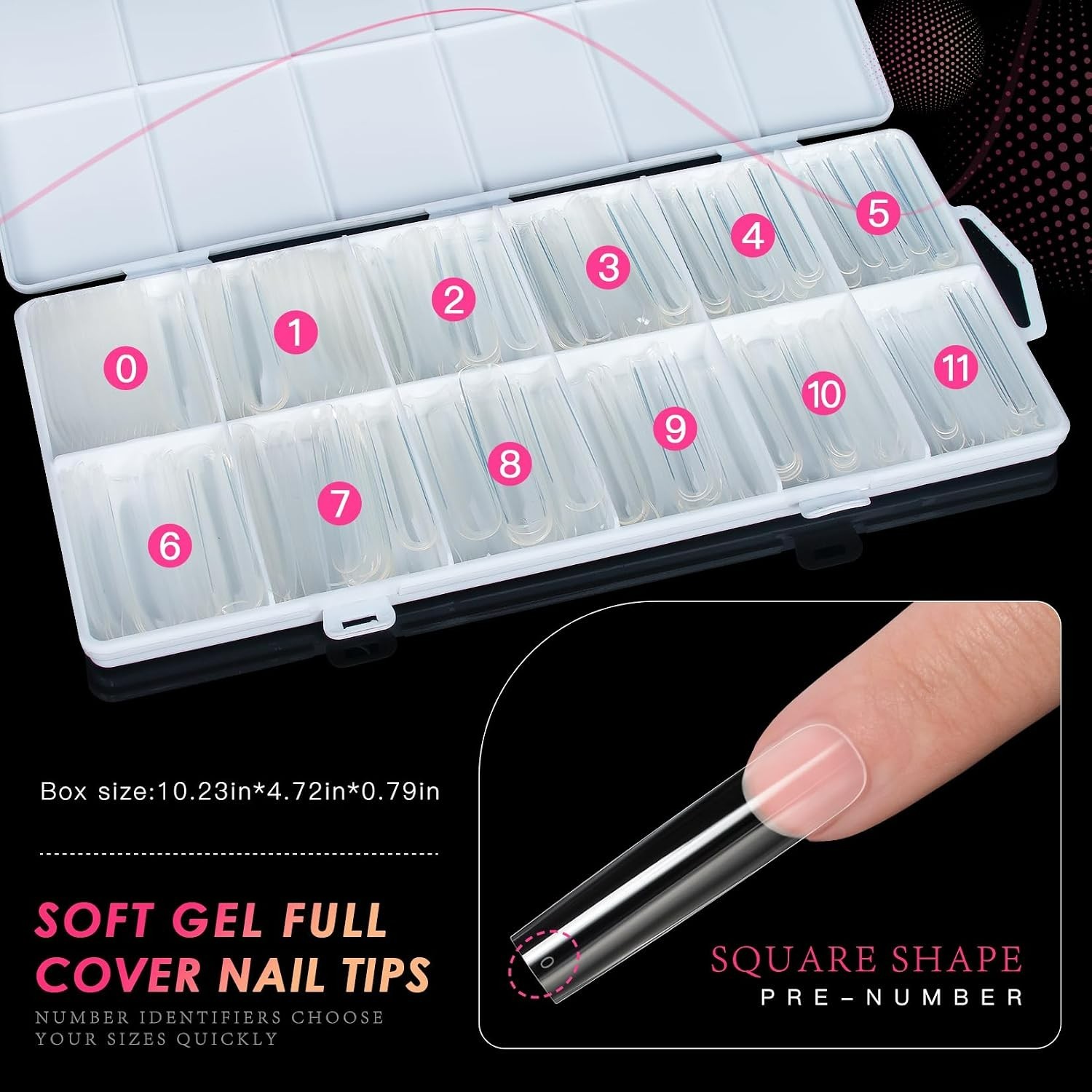 240 Piece Set of Glossy XXXL Square Nail Tips – Perfect for Stylish Manicures