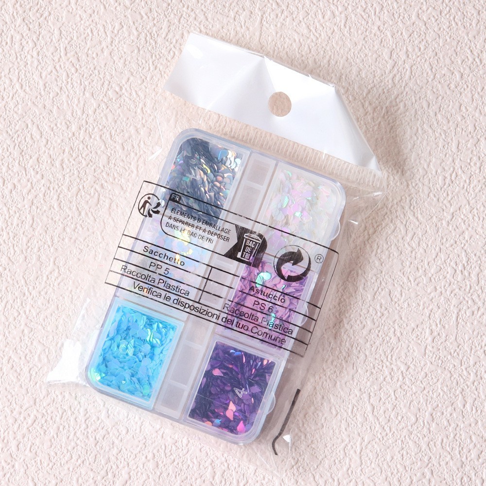 6 Grids Water Drop Shape Nail Art Sequins Glitter Flakes Nails Decoration DIY