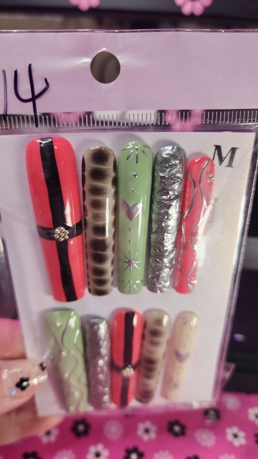 Medium Size Super Long Y2K Chrome Press-on Nail Set