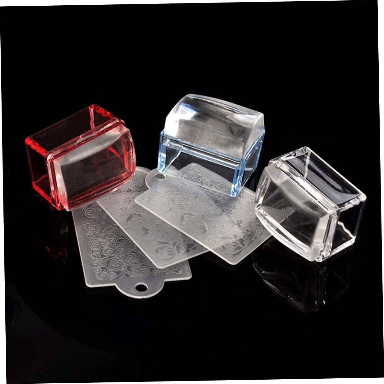 1 Sets Rectangle Clear Silicone Nail Art Stamper with Scraper Nail Stamping J…