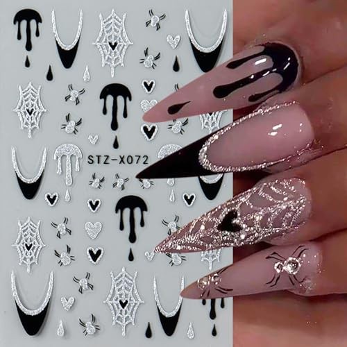 6 Sheets Halloween Nail Art Stickers 3D Self Adhesive Cute Nail Style 3