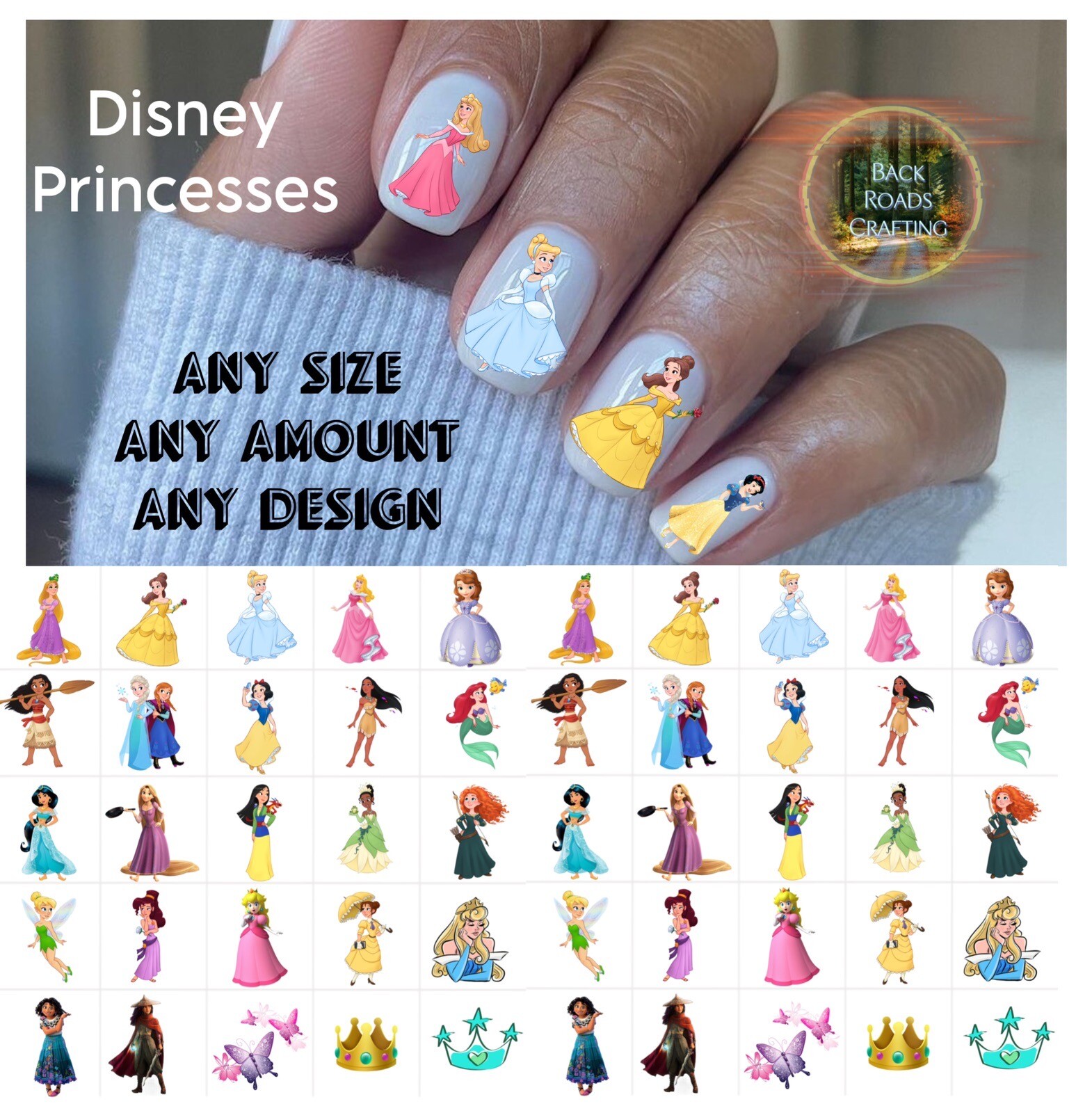 Disney Princesses Princess Waterslide Nail Decals Set Of 50 Instructions Bonus