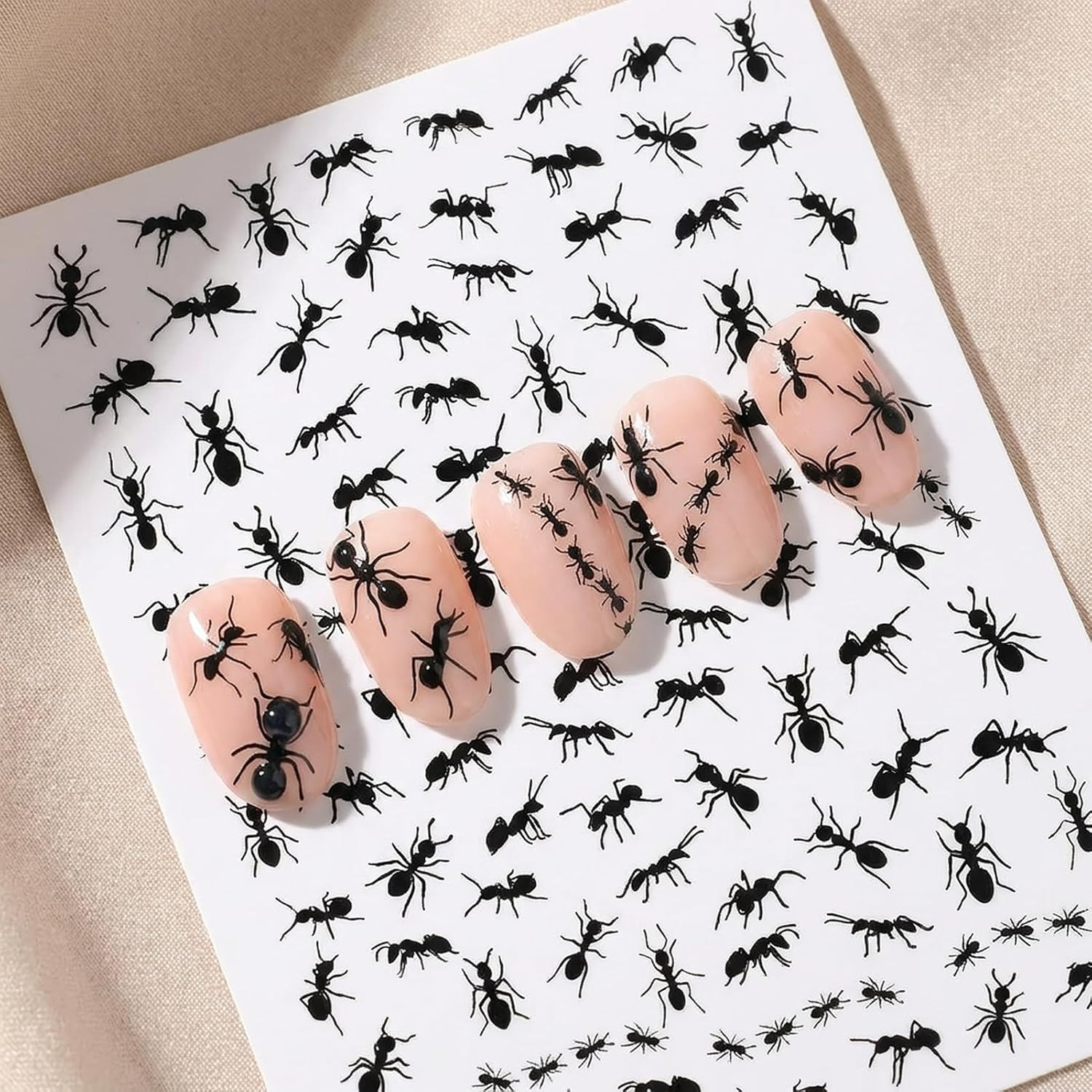 Ant Nail Stickers, Realistic Insect Self-Adhesive Nail Art Decals for Women Girl