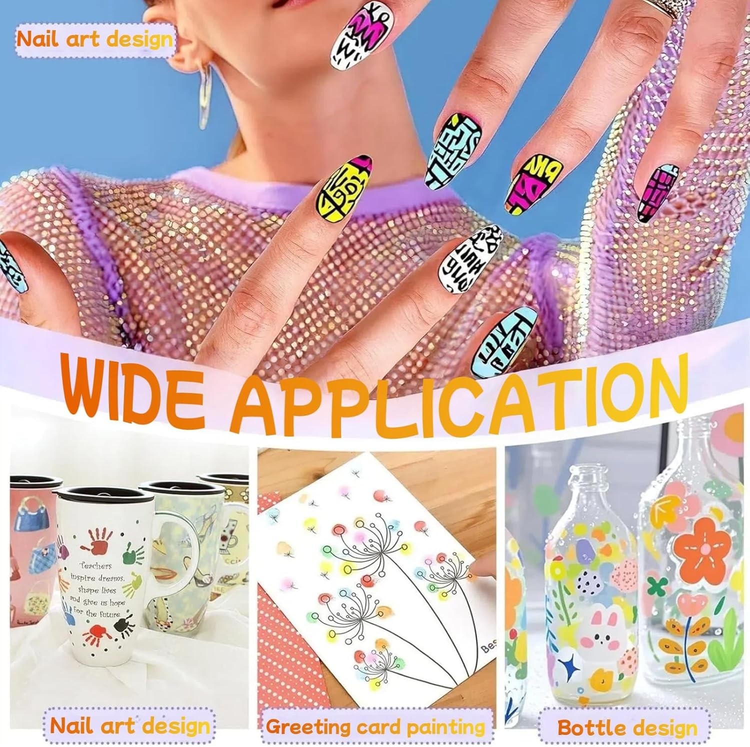 12 Colors Nail Art Pens Polish Markers Quick Dry Kids DIY Painting Drawing Set