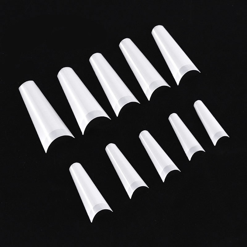 500Pcs Natural C Curve Artificial Nail Tips Acrylic Half Cover Nails 10Sizes