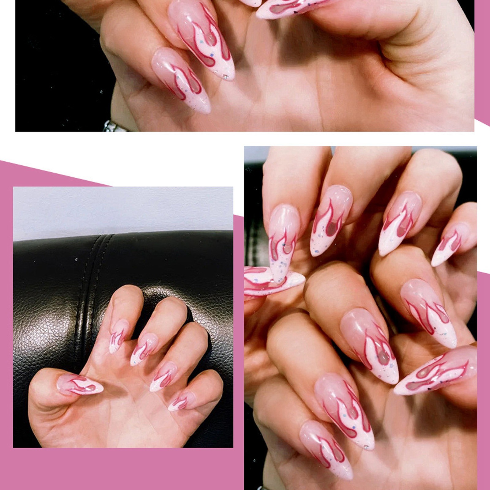 24pcs Women Girls Exquisite False Nails Full Cover Fashionable Fake Nail Tip CHU