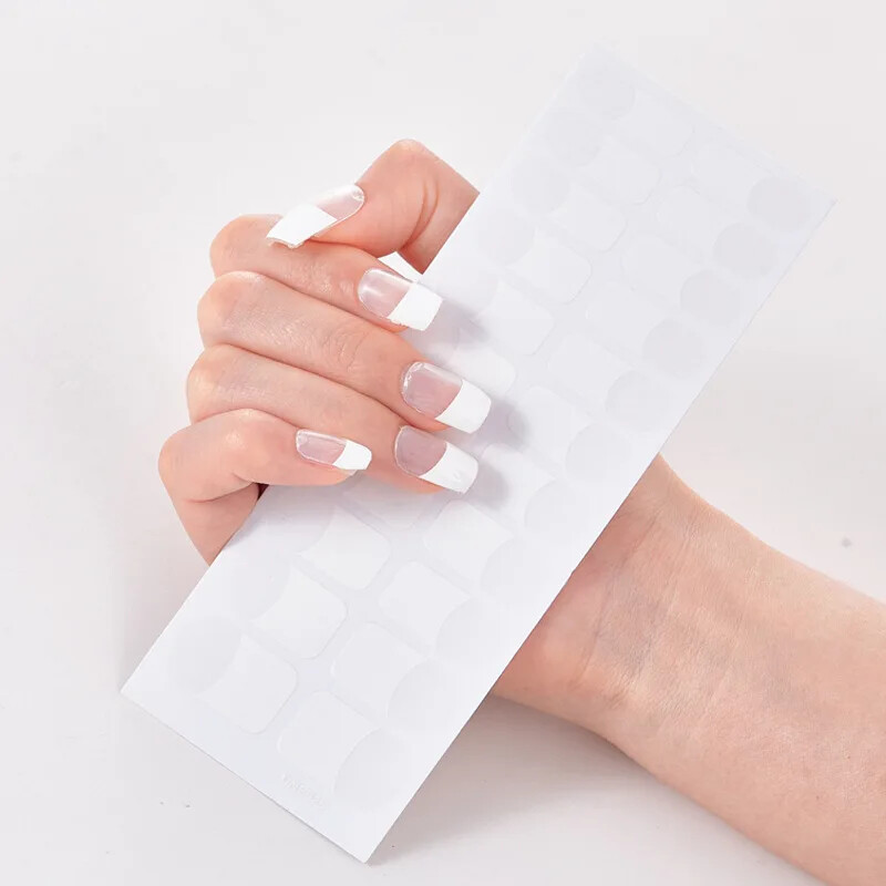 16 Strips Patch Full Cover Wraps Gel Nail Sticker UV Lamp Semi-Cured Manicure
