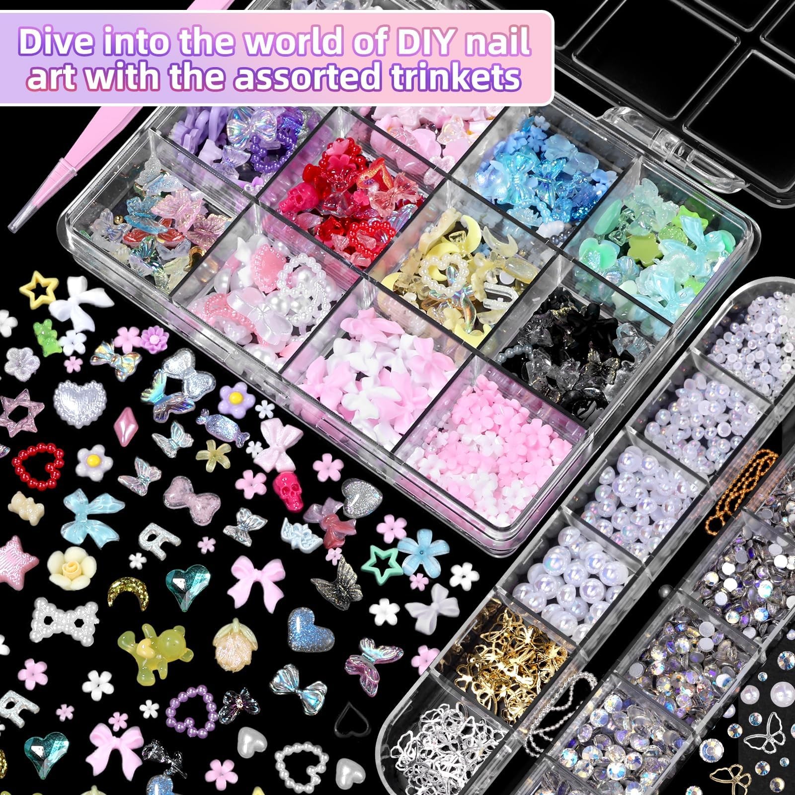 3D Nail Charms Set Nail Art Charms Supplies For DIY Home Salon Accessories