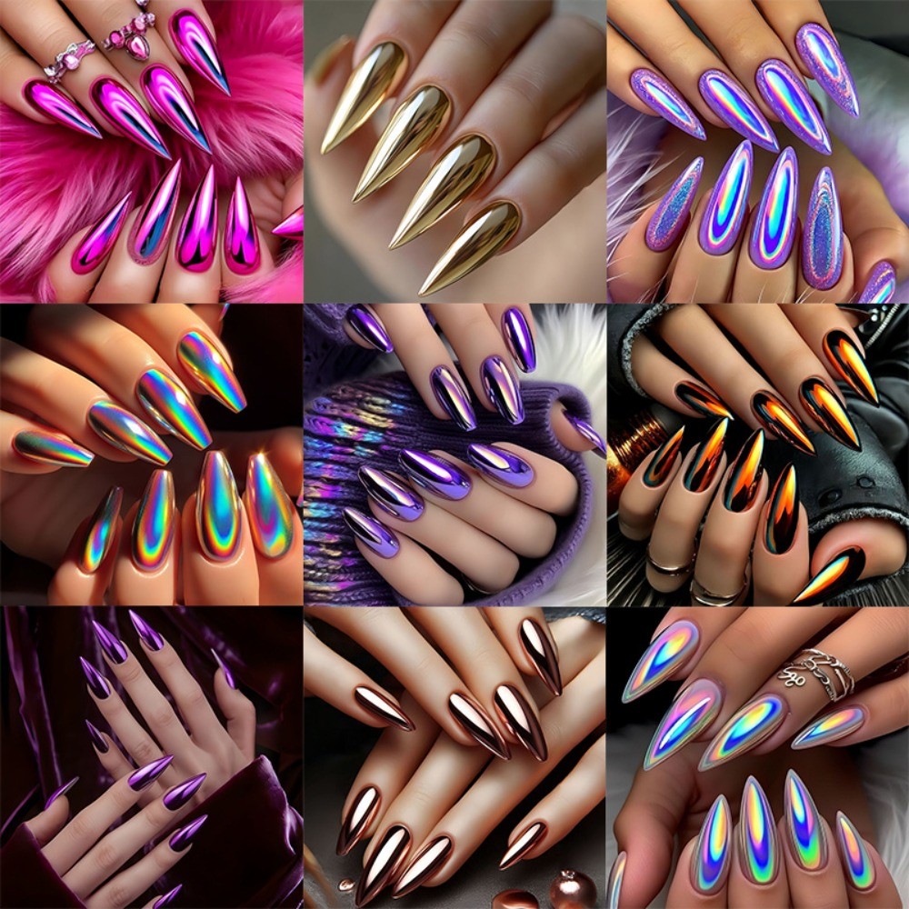 24pcs Long Almond Dopamine Press-On Nails, Multi-Color Glossy Trendy Minimalist