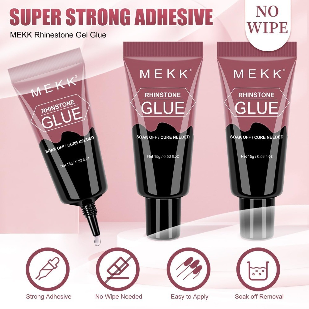 Super Strong No Wipe Rhinestone Nail Glue 15g for Crystals Beads Charms Diamonds