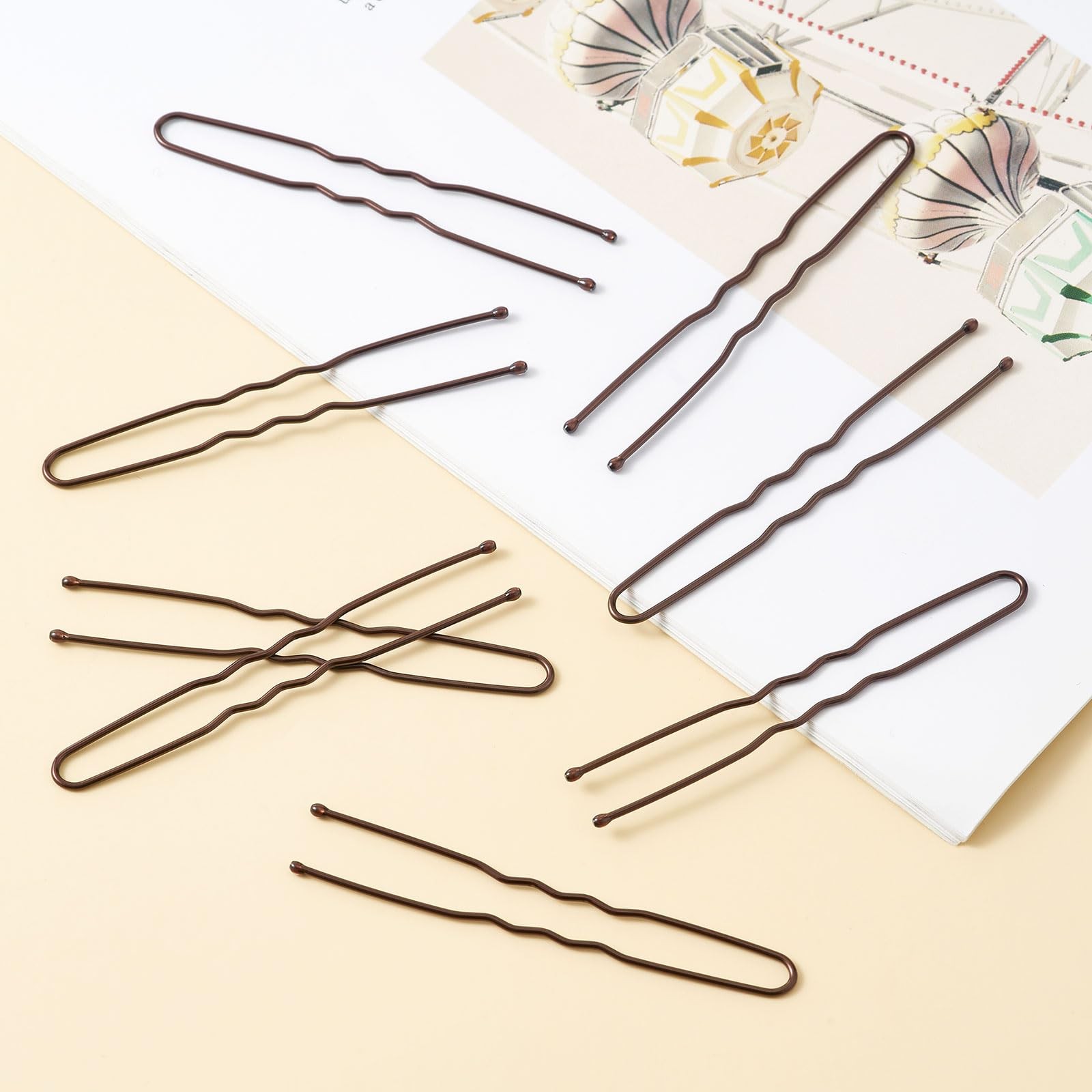 QIUTIMIY 200 Pcs 2.4 Inch U-Shaped Bobby Pins Brown Metal Hair U-2.4in,
