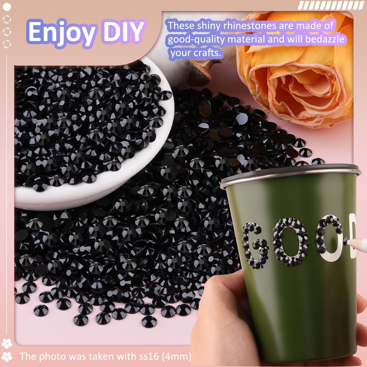 5000Pcs 4mm Resin Jelly Rhinestones with 1Pcs 10ml B7000 Jewelry Glue for Cra…