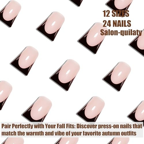 Black French Tip Press On Nails Short Duck Nails For Women Short Duck Nails 5