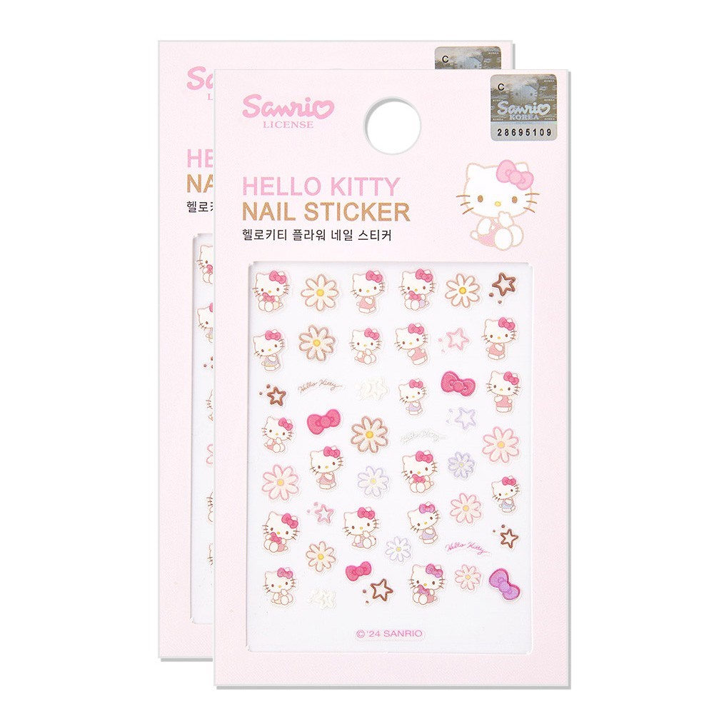 Hello Kitty Nail Stickers Set – 2 Sheets | Floral Kawaii Nail Art Sanrio Korea