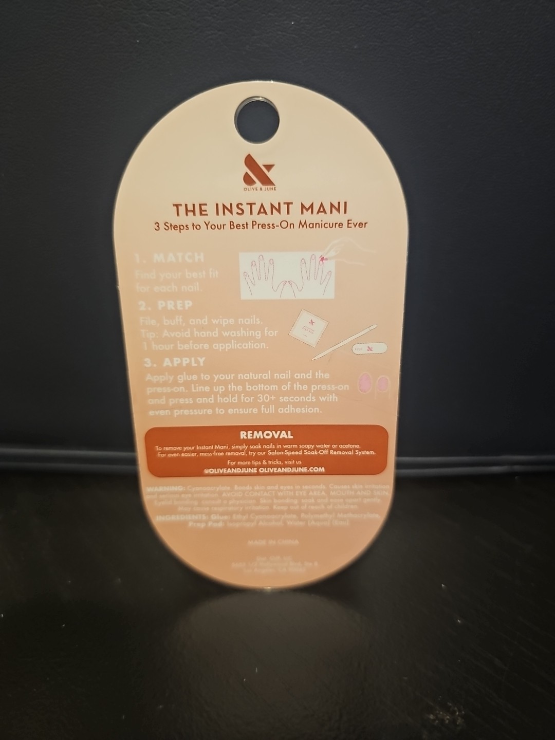 Olive & June Instant Mani Press-ons Oval-shaped Medium Rose Gradient Shimmer