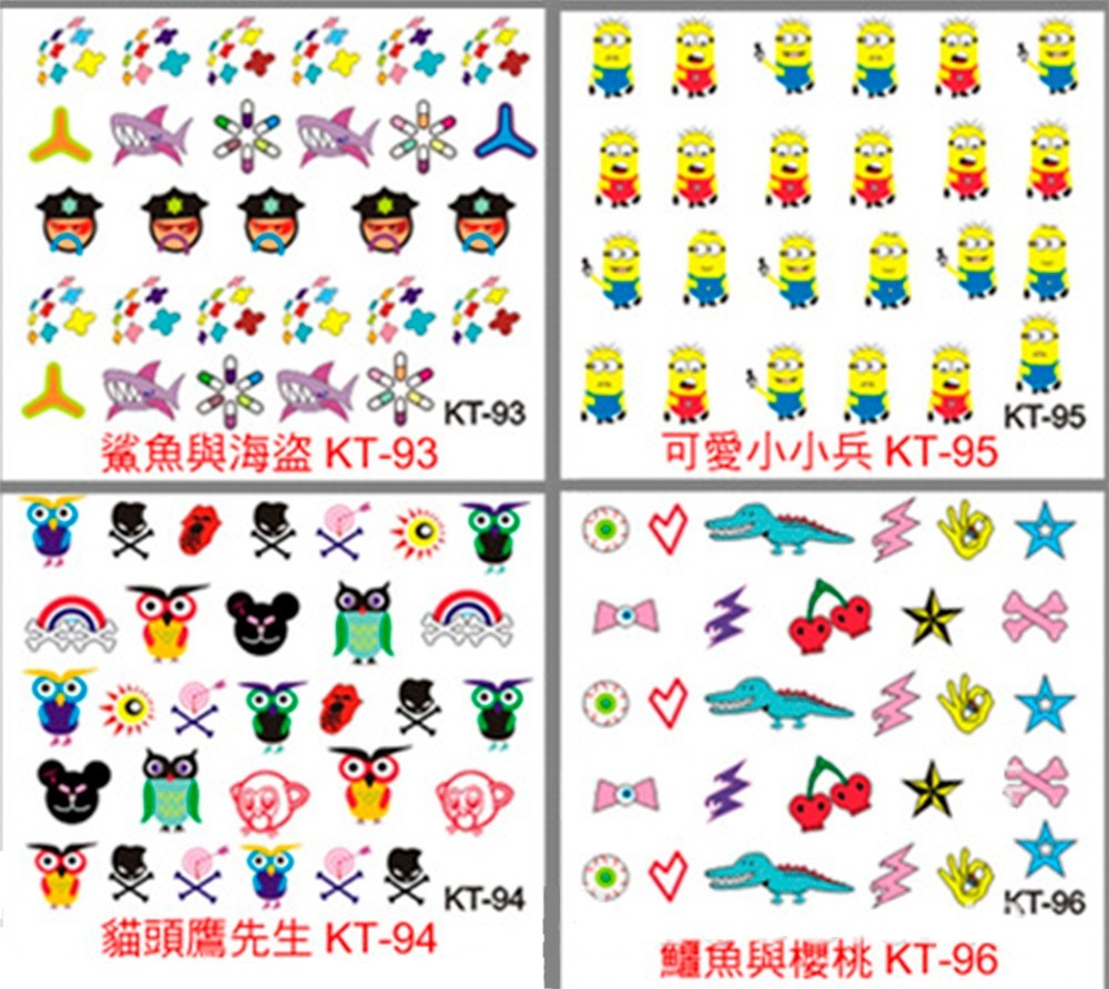 LOT 805PCS Nail Art Stickers Waterproof Cartoons Kids Minions Animal Halloween