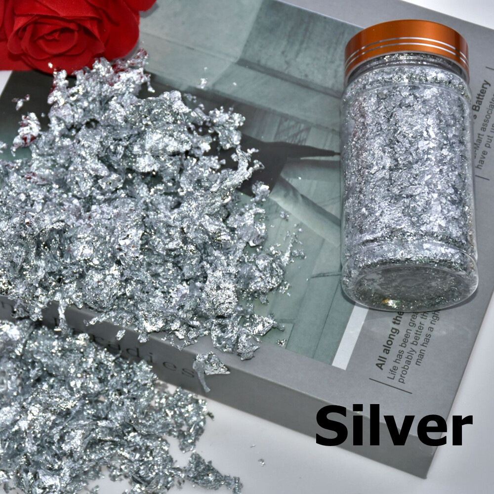 3x 5g Nail Art Foil Leaf Gold Silver Copper Flakes Chunky Glitter Manicure Decor