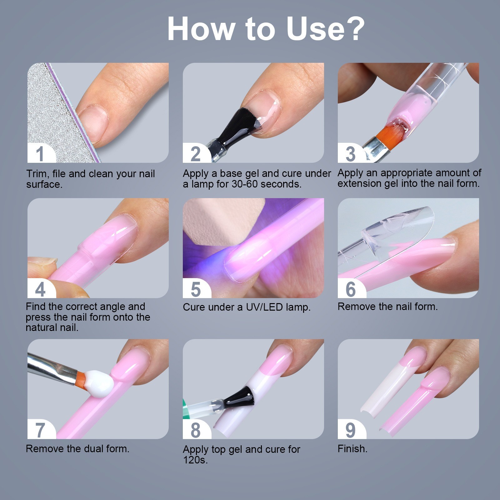 Stiletto Square French Nail Forms 150PCS/Box Nail Art Extension Tips with Scale