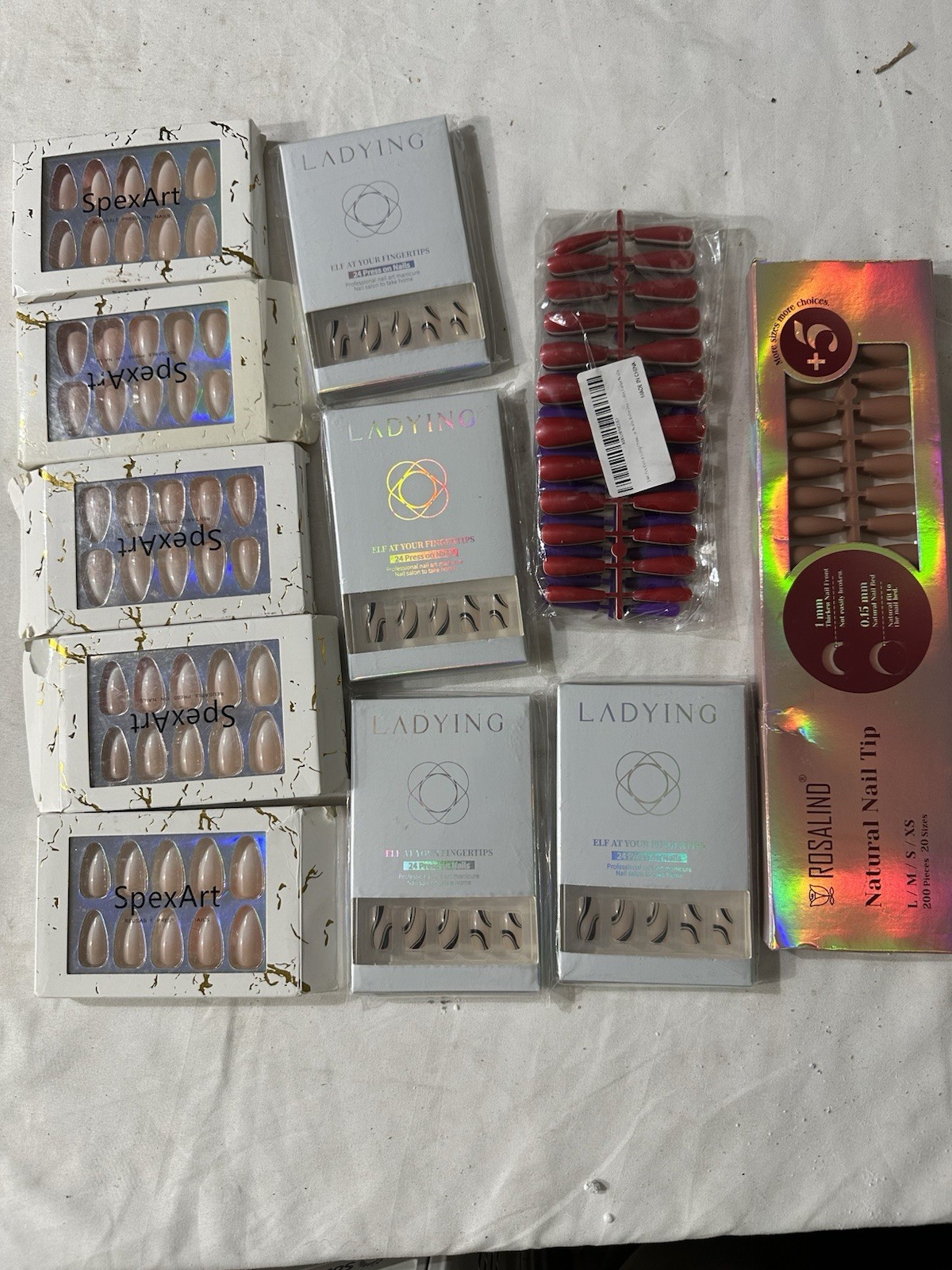 Lot Random Assortment False Fake Press On Nails/Glue Multicolor Pinks
