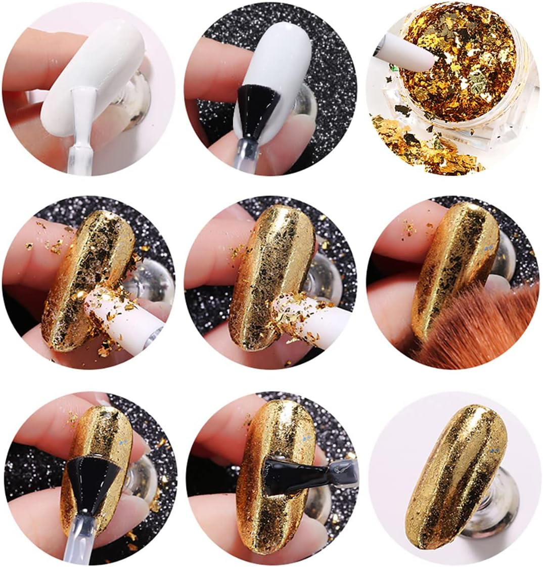 12 Colors Glitter Foil 3D Ultra-Thin Gold Aluminum Flakes Sparkling Design Nail