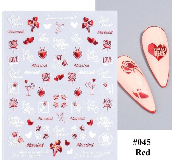 White, Black, Gold, Red Abstract Nail Art Stickers (Group 2)