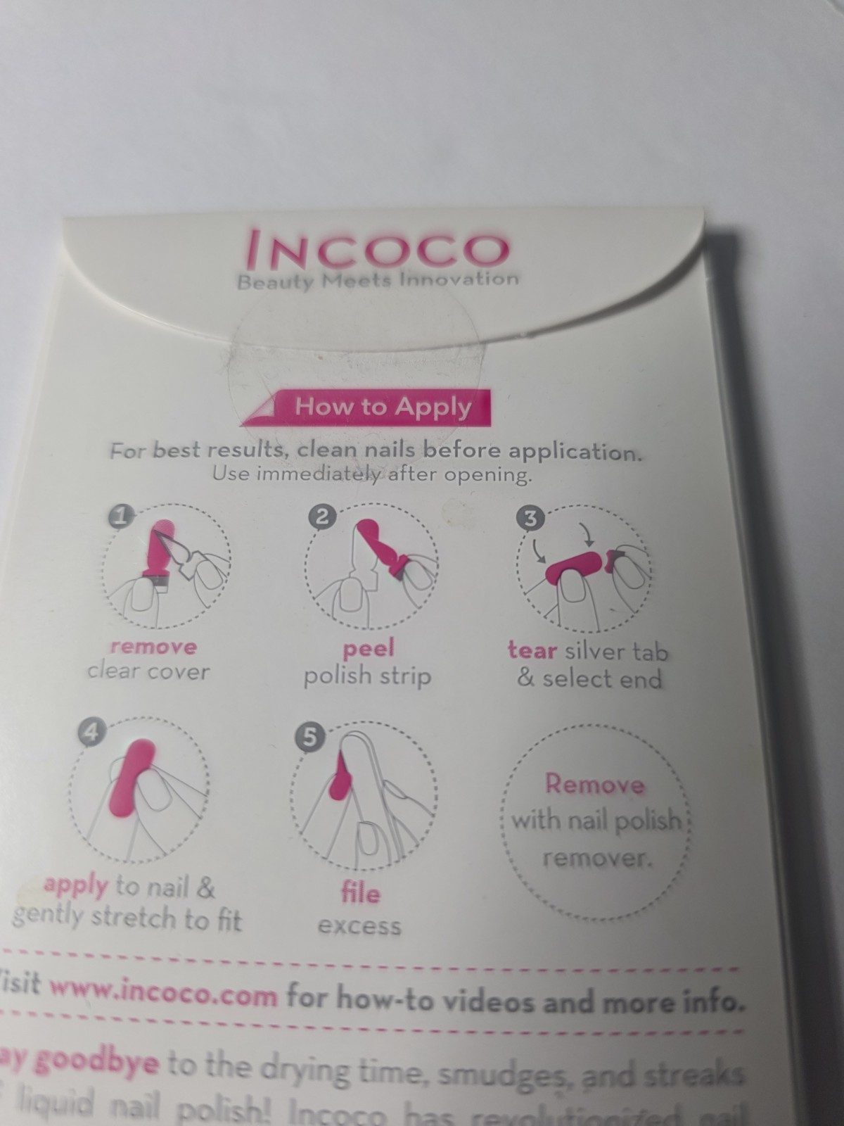 Incoco Love Potion Pink/Clear Glitter Nail Polish Strips Short Square FDG142