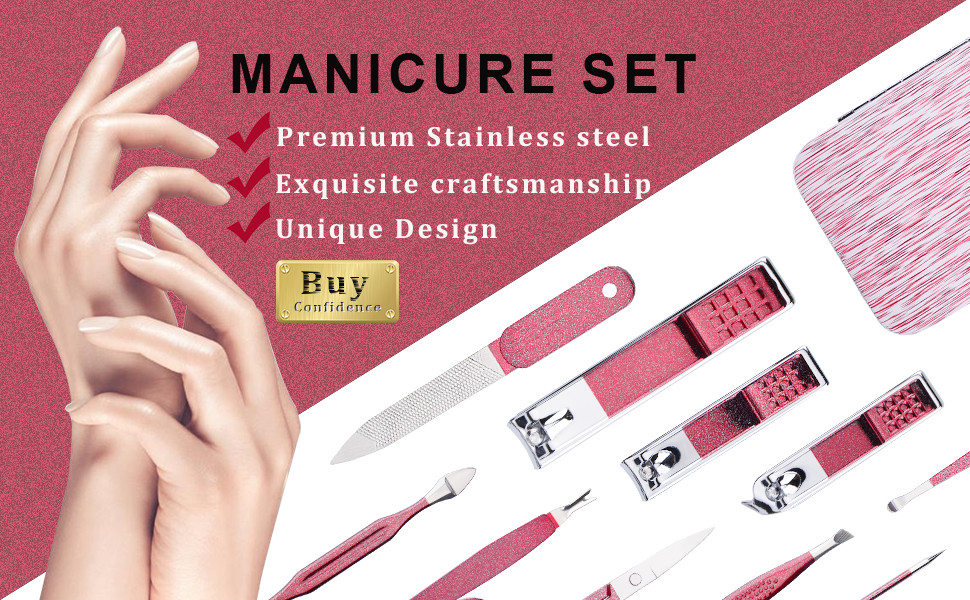 Mani Set 10 in 1 Stainl Steel, Nail Clippers Scissors