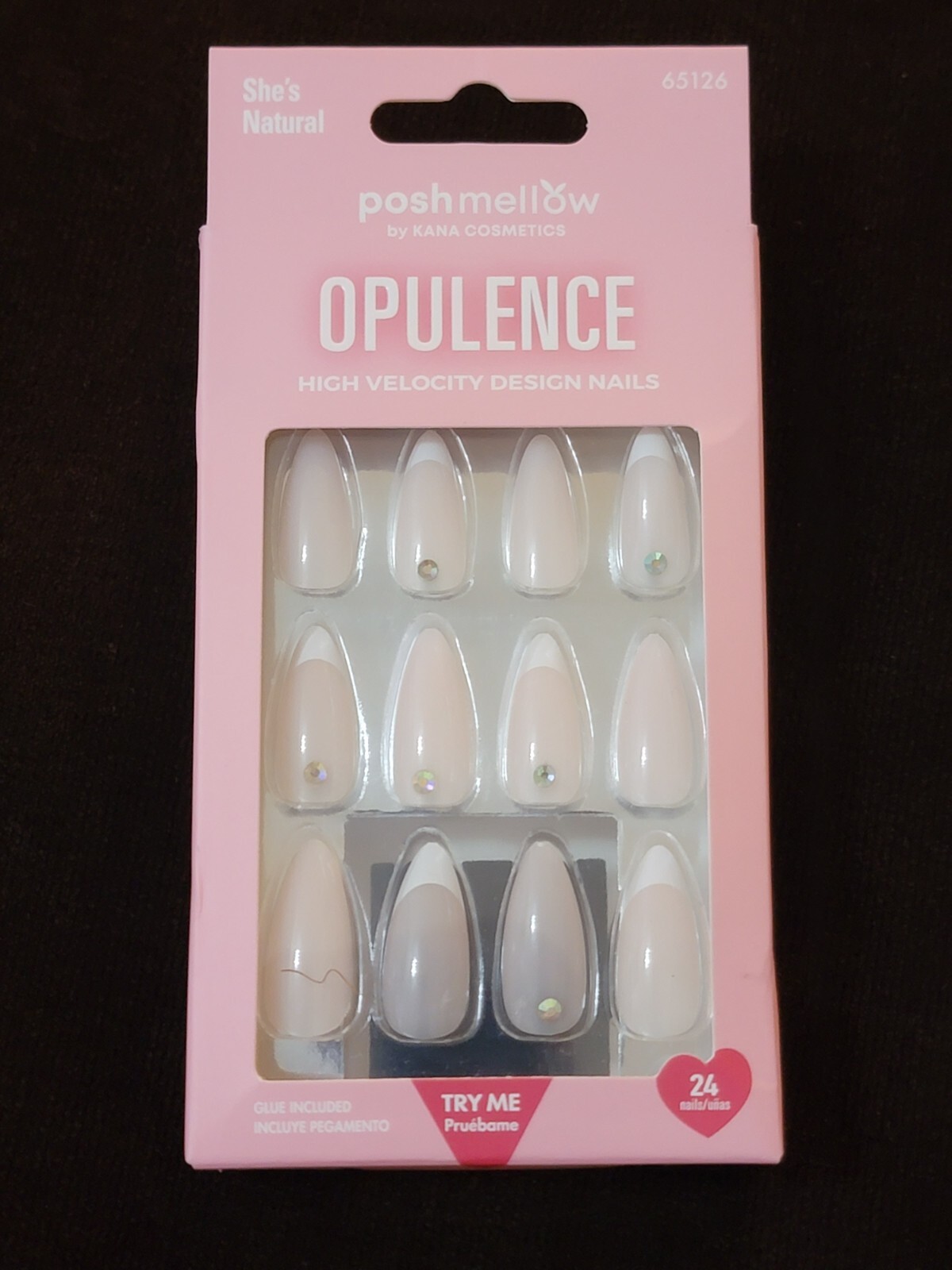 POSHMELLOW OPULENCE HIGH VELOCITY 24 NAILS GLUE INCLUDED pink She’s Natural