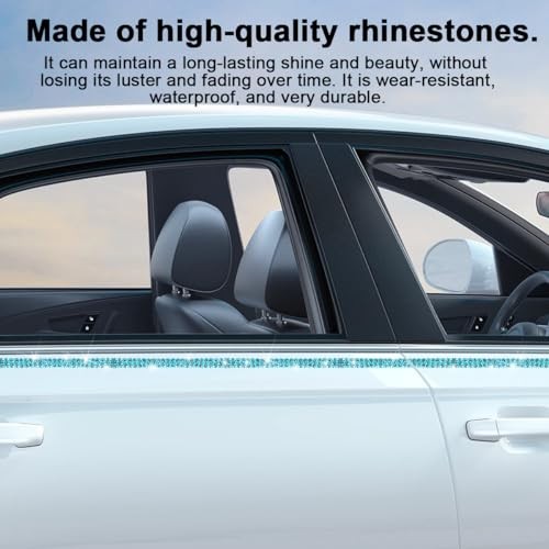 Bling Car Trim Self Adhesive Strip, 16.4Ft Crystal Rhinestone Lake Blue