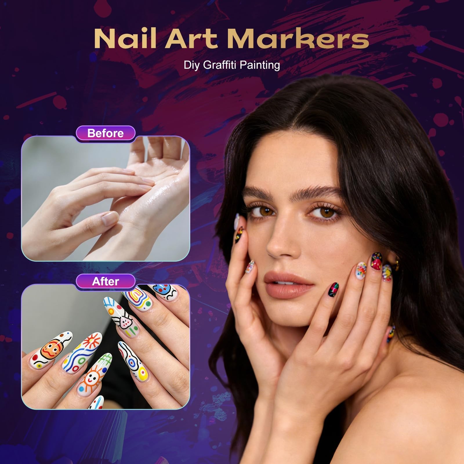 Nail Art Pens Set,12 Colors Double-Ended Nail Polish Markers Pens for 3D Nail…