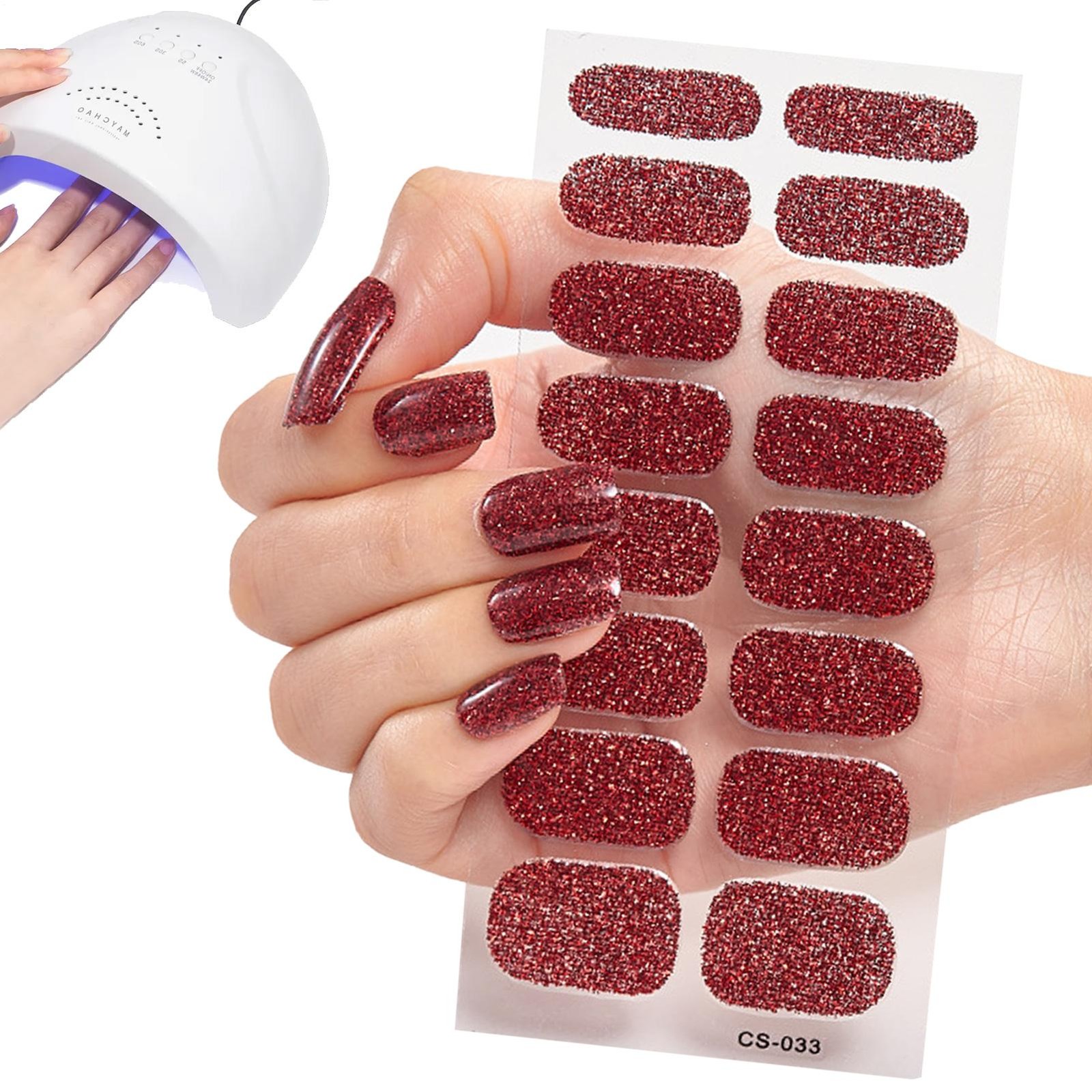Nail Polish Stickers Peel And Stick Nail Wraps Semi-Cured Gel Nail Strips